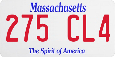 MA license plate 275CL4