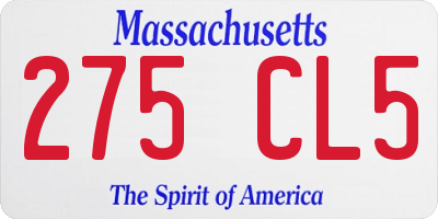 MA license plate 275CL5