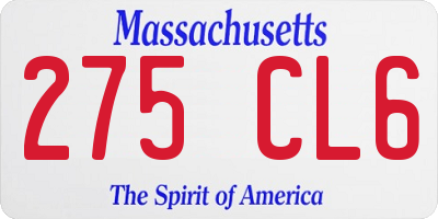 MA license plate 275CL6