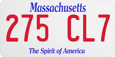 MA license plate 275CL7