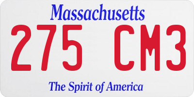 MA license plate 275CM3
