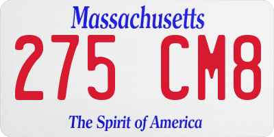 MA license plate 275CM8