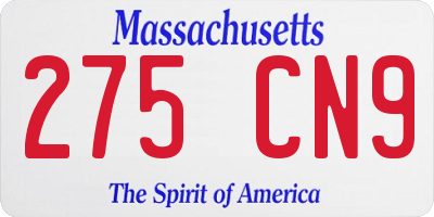 MA license plate 275CN9