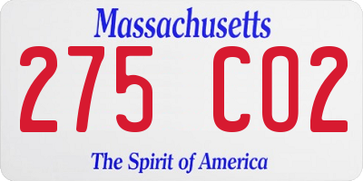 MA license plate 275CO2