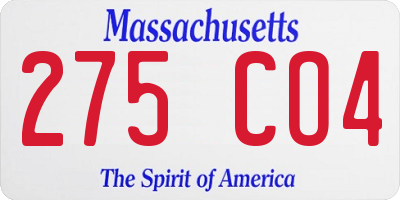 MA license plate 275CO4