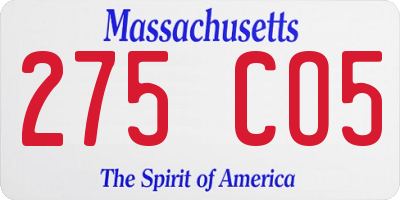 MA license plate 275CO5