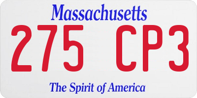 MA license plate 275CP3