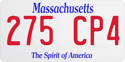 MA license plate 275CP4