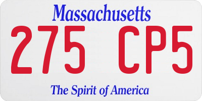 MA license plate 275CP5
