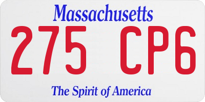 MA license plate 275CP6