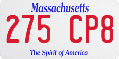 MA license plate 275CP8