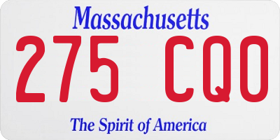 MA license plate 275CQ0