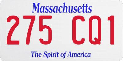 MA license plate 275CQ1