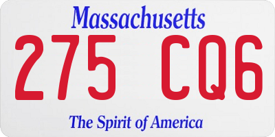 MA license plate 275CQ6