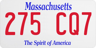 MA license plate 275CQ7