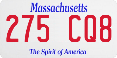 MA license plate 275CQ8