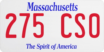 MA license plate 275CS0