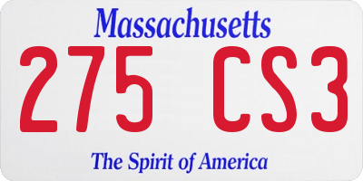 MA license plate 275CS3