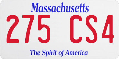 MA license plate 275CS4