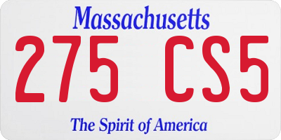 MA license plate 275CS5