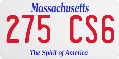 MA license plate 275CS6