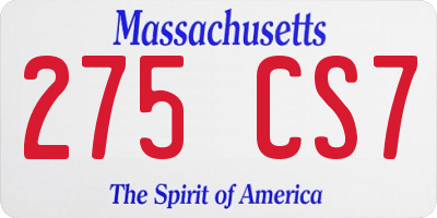 MA license plate 275CS7