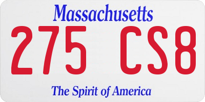 MA license plate 275CS8