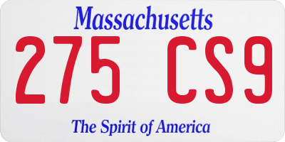 MA license plate 275CS9