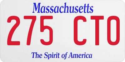 MA license plate 275CT0