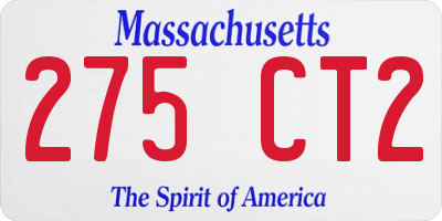 MA license plate 275CT2