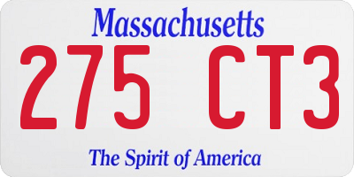 MA license plate 275CT3