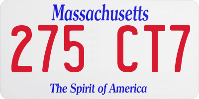 MA license plate 275CT7