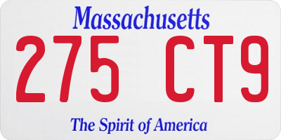 MA license plate 275CT9