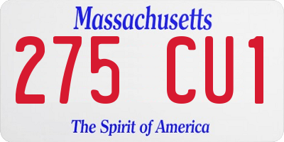 MA license plate 275CU1