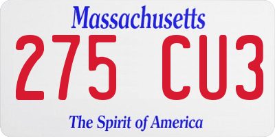 MA license plate 275CU3