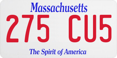 MA license plate 275CU5