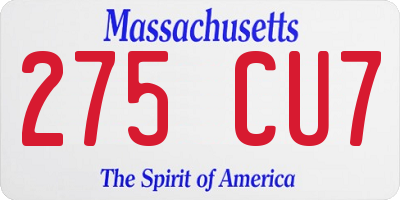 MA license plate 275CU7