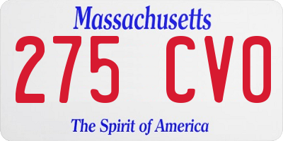 MA license plate 275CV0