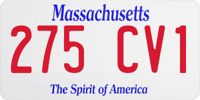 MA license plate 275CV1