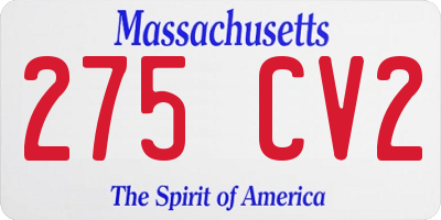 MA license plate 275CV2