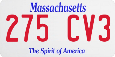 MA license plate 275CV3