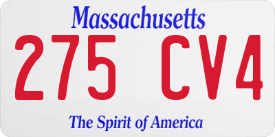 MA license plate 275CV4