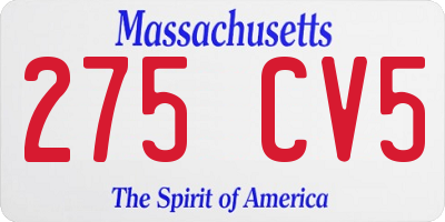 MA license plate 275CV5