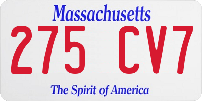 MA license plate 275CV7