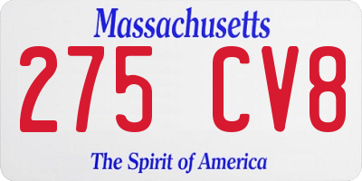 MA license plate 275CV8