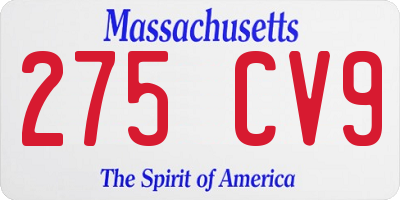 MA license plate 275CV9
