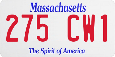 MA license plate 275CW1