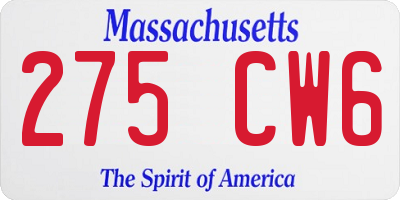 MA license plate 275CW6