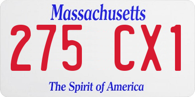 MA license plate 275CX1
