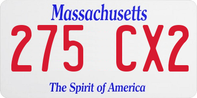 MA license plate 275CX2